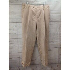 Blu Martini Pants Mens 35R Kakhi Faux Suede Pleaded Cuffed Dress Pants 36"x27"